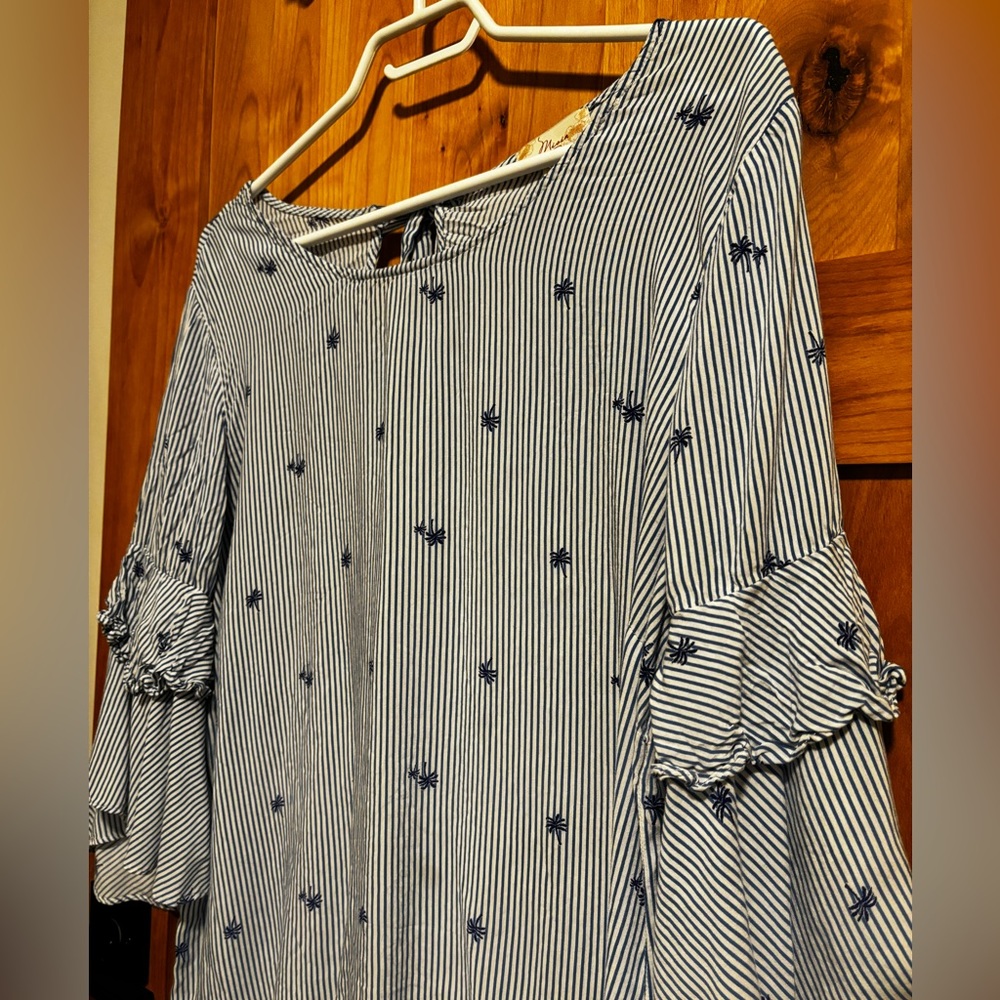 Palm Tree Pinstriped Misia Blouse